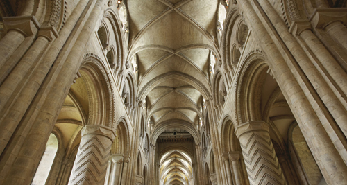 The stone vault of the nave of Durham Cathedral: an architectural milestone.